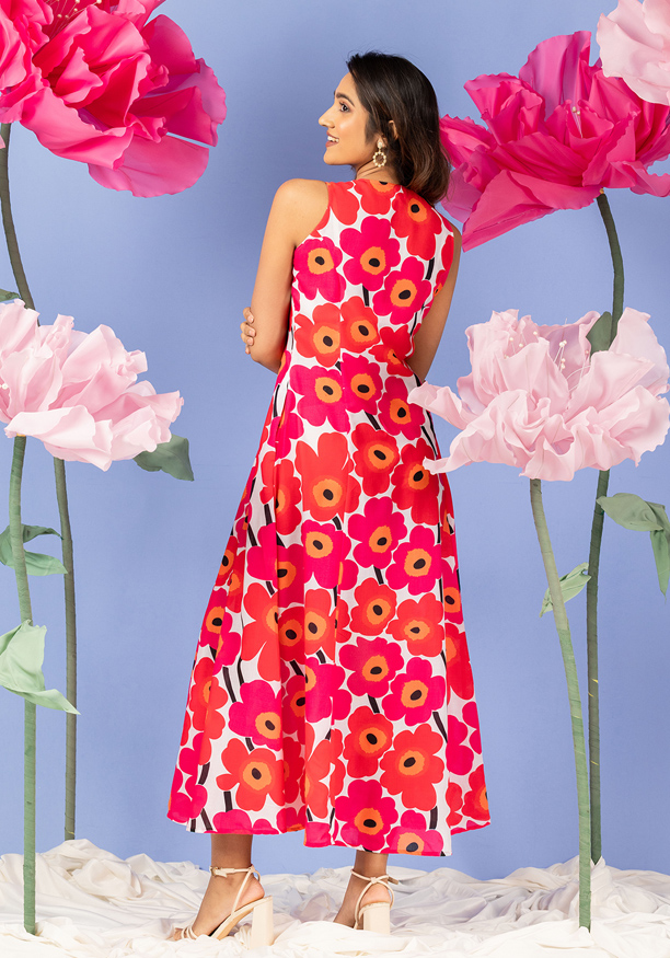 FRONT V NECK PINK DRESS
